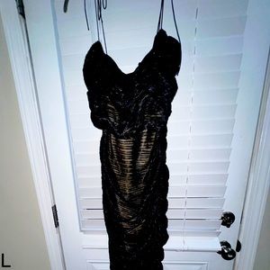 Miss Circle The Glint Black Ruched Chiffon Long Maxi Dress